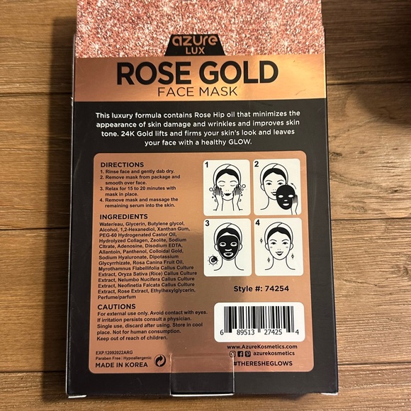 ROSE GOLD FIRMING WRINKLE TREATMENT FACEMASK 5 PACK SET SEALED NEW - Picture 2 of 7